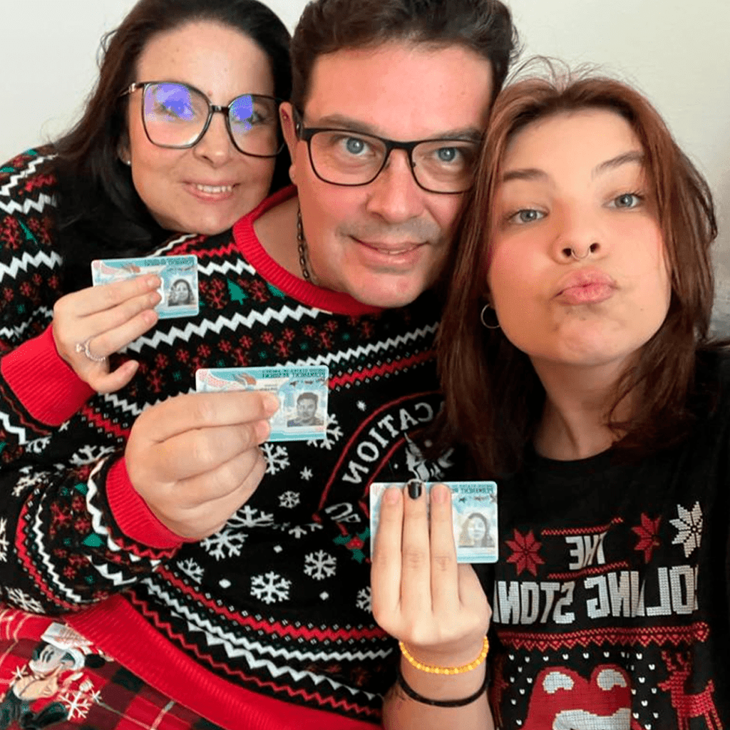 Karina Tiso e família com Green Card