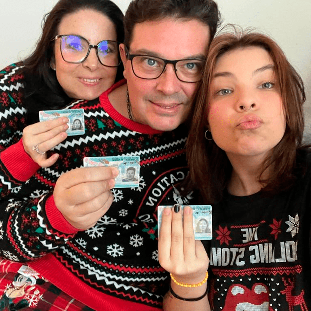 Karina Tiso e família com Green Card